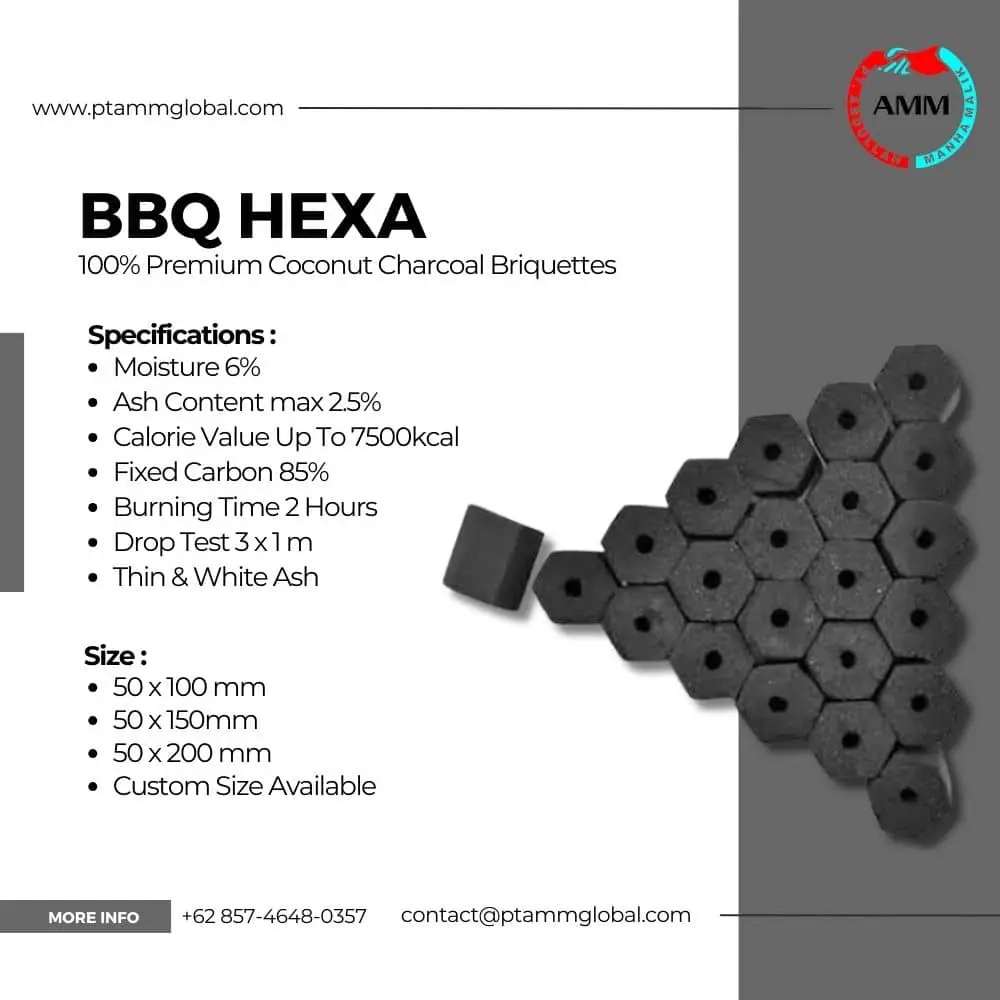 BBQ Charcoal Hexa Shaped/ Restaurant Grade